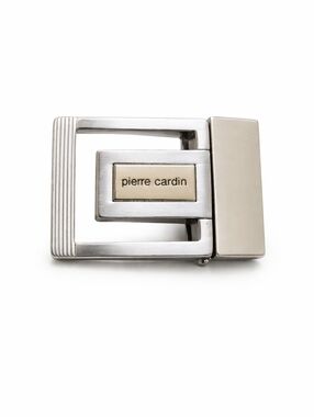 Vintage Pierre Cardin Silver-Tone Rectangular Designer Belt Buckle